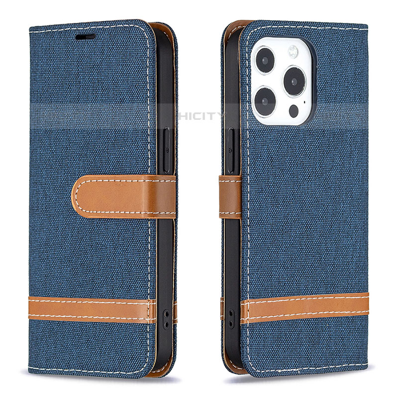 Funda de pano Cartera con Soporte para Apple iPhone 15 Pro Azul Real