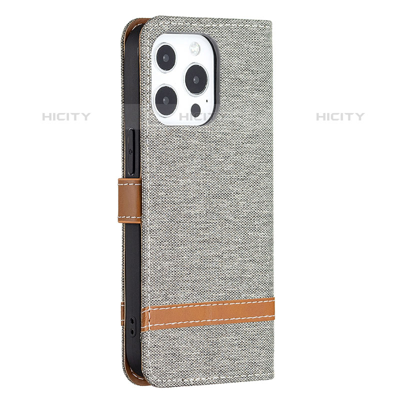 Funda de pano Cartera con Soporte para Apple iPhone 15 Pro Gris