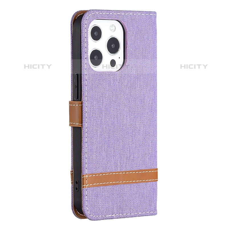 Funda de pano Cartera con Soporte para Apple iPhone 15 Pro Max Morado