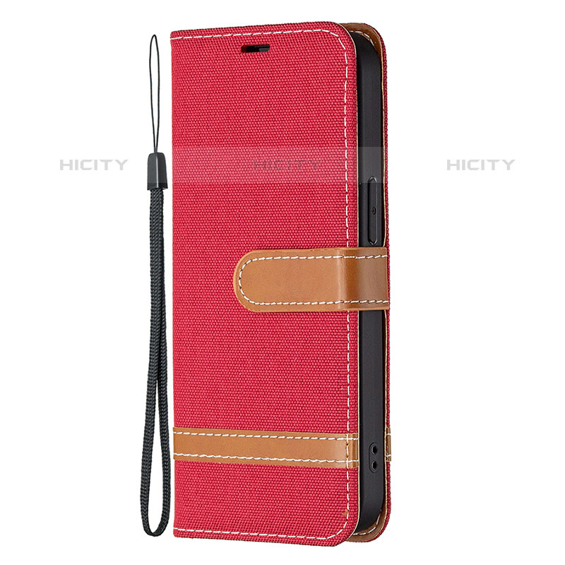 Funda de pano Cartera con Soporte para Apple iPhone 15 Pro Max Rojo