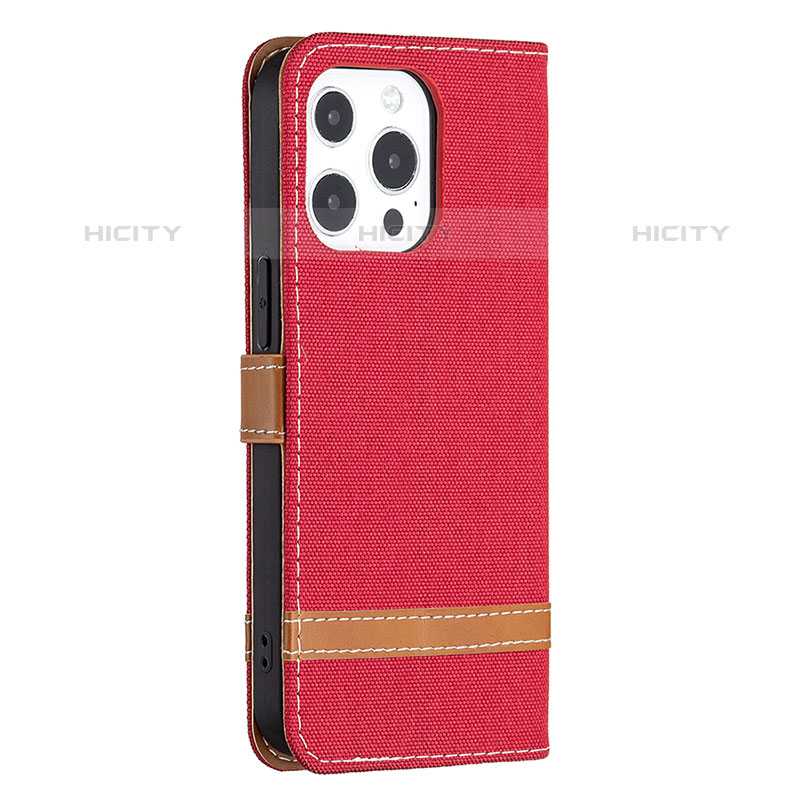 Funda de pano Cartera con Soporte para Apple iPhone 15 Pro Max Rojo