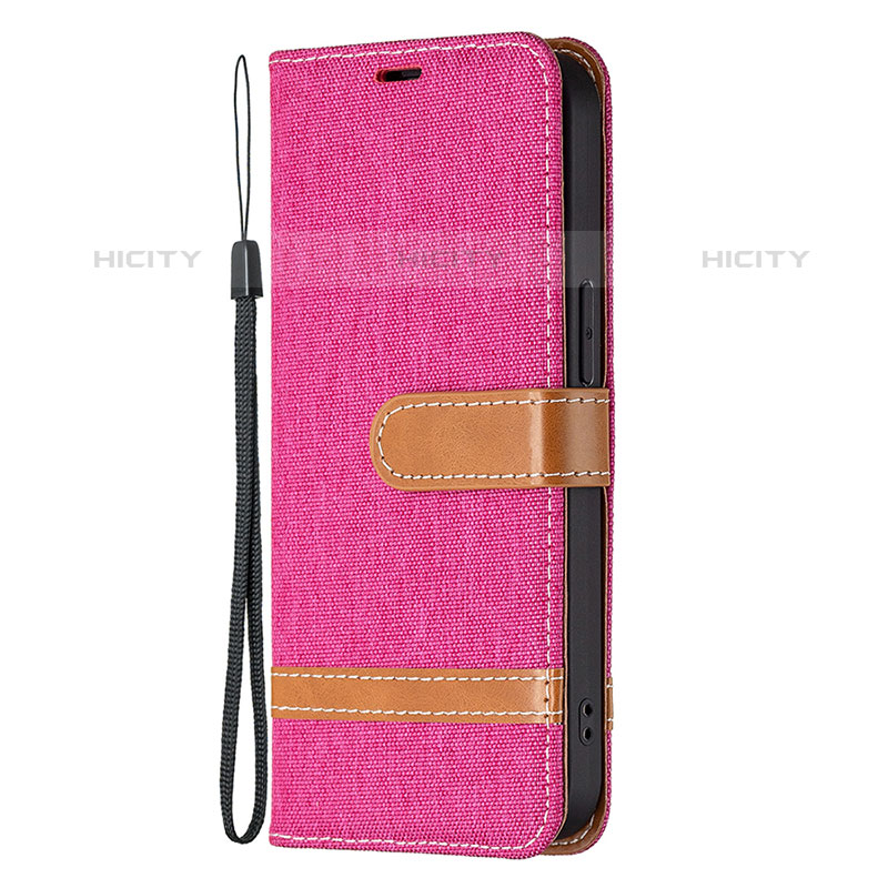 Funda de pano Cartera con Soporte para Apple iPhone 15 Pro Rosa Roja