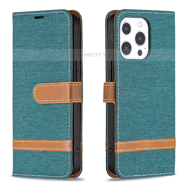 Funda de pano Cartera con Soporte para Apple iPhone 15 Pro Verde