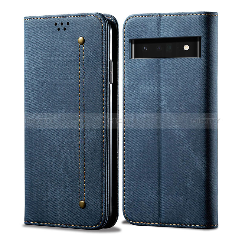 Funda de pano Cartera con Soporte para Google Pixel 6 Pro 5G Azul