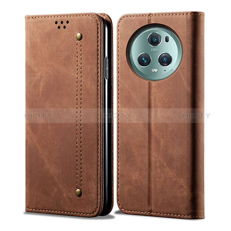 Funda de pano Cartera con Soporte para Huawei Honor Magic5 Pro 5G Marron