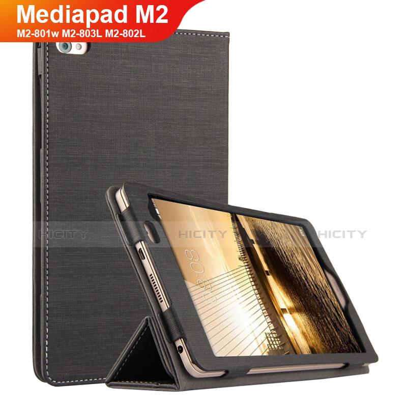 Funda de pano Cartera con Soporte para Huawei Mediapad M2 8 M2-801w M2-803L M2-802L Negro