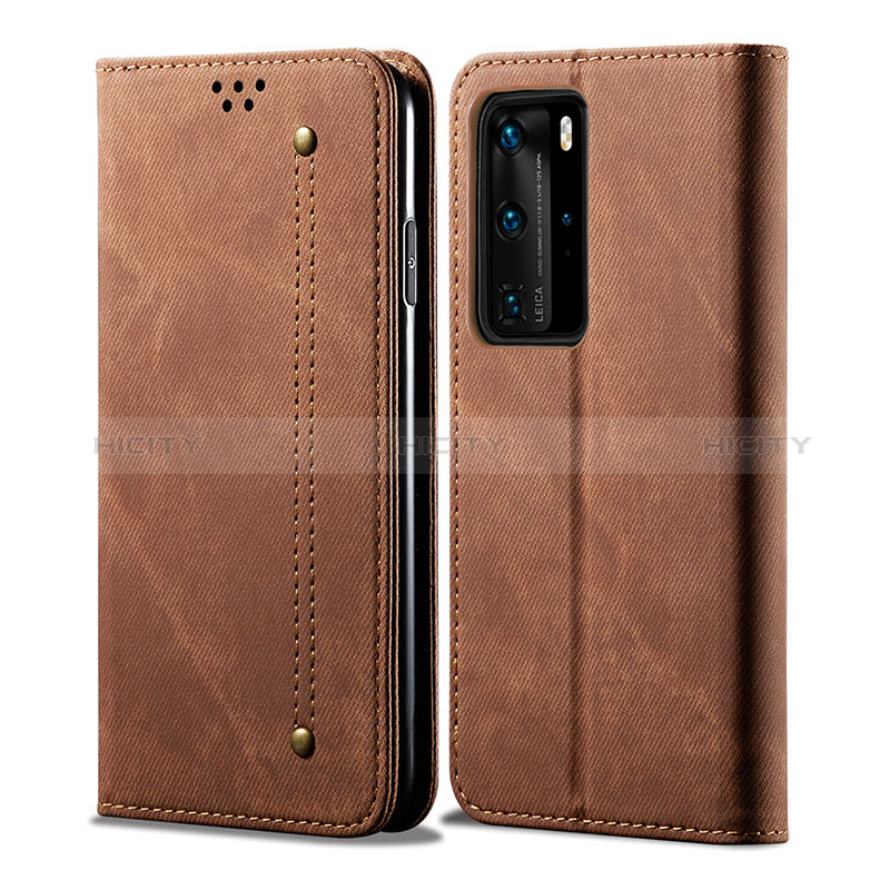 Funda de pano Cartera con Soporte para Huawei P40 Pro Marron