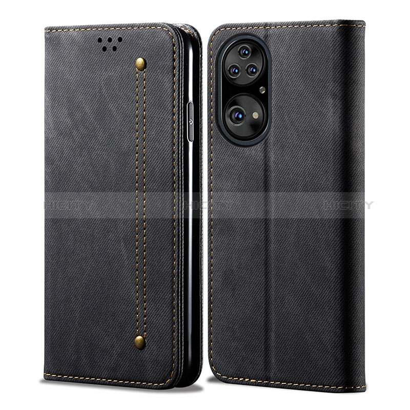 Funda de pano Cartera con Soporte para Huawei P50 Pro Negro