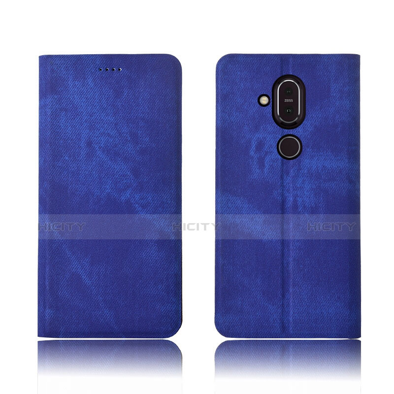 Funda de pano Cartera con Soporte para Nokia 7.1 Plus Azul