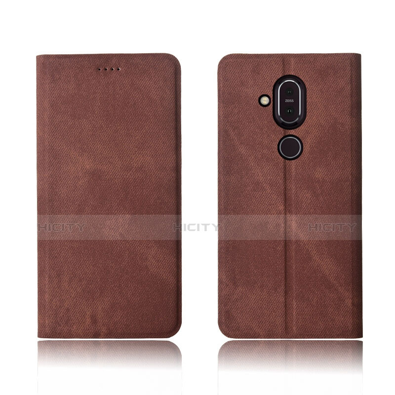 Funda de pano Cartera con Soporte para Nokia X7 Marron