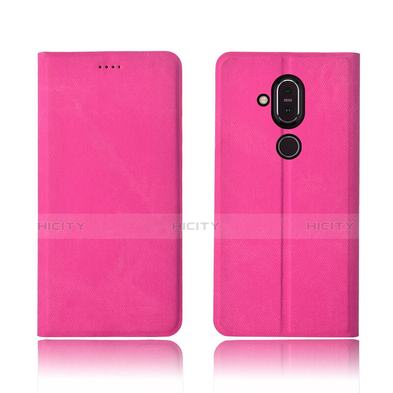 Funda de pano Cartera con Soporte para Nokia X7 Rosa Roja