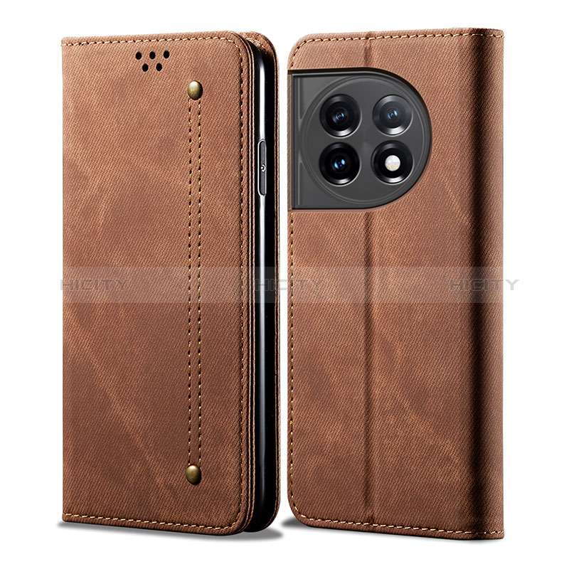 Funda de pano Cartera con Soporte para OnePlus Ace 2 Pro 5G Marron