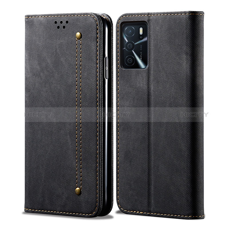 Funda de pano Cartera con Soporte para Oppo A16 Negro