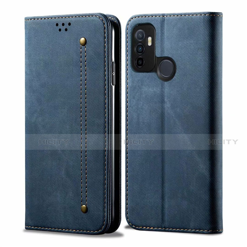 Funda de pano Cartera con Soporte para Oppo A32 Azul