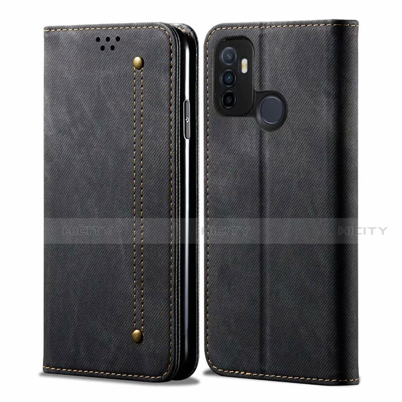 Funda de pano Cartera con Soporte para Oppo A53s Negro