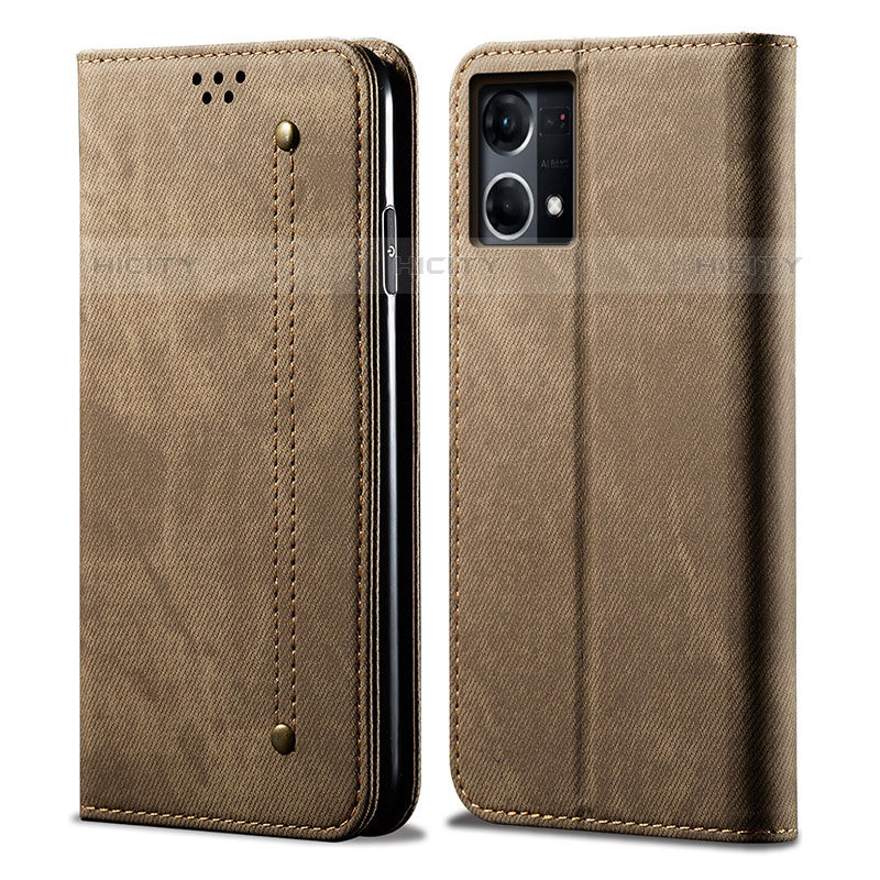 Funda de pano Cartera con Soporte para Oppo F21 Pro 4G Caqui