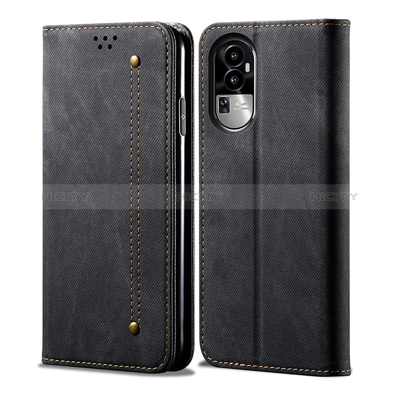 Funda de pano Cartera con Soporte para Oppo Reno10 Pro+ Plus 5G Negro