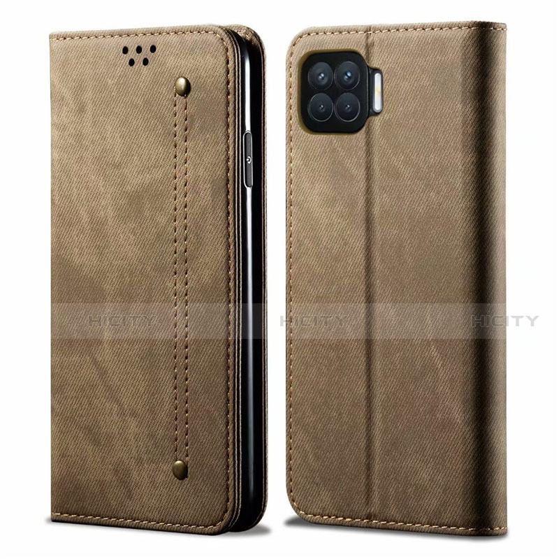 Funda de pano Cartera con Soporte para Oppo Reno4 F Caqui