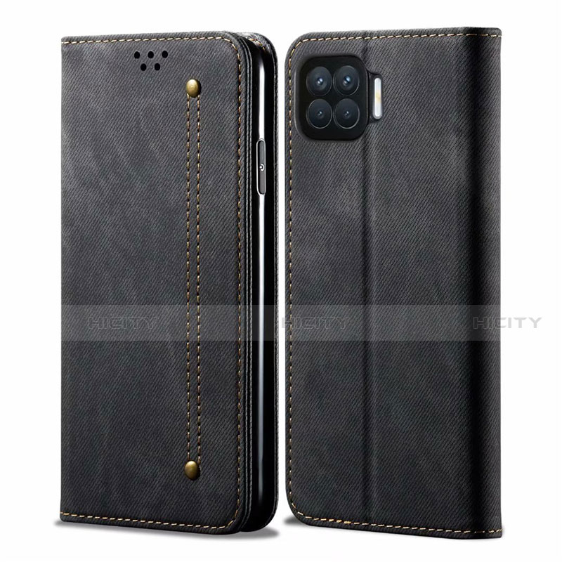 Funda de pano Cartera con Soporte para Oppo Reno4 F Negro