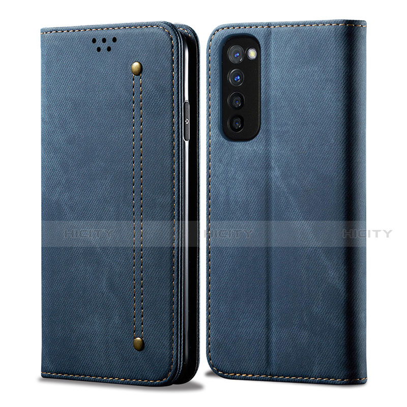 Funda de pano Cartera con Soporte para Oppo Reno4 Pro 4G Azul