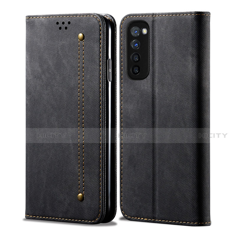 Funda de pano Cartera con Soporte para Oppo Reno4 Pro 4G Negro