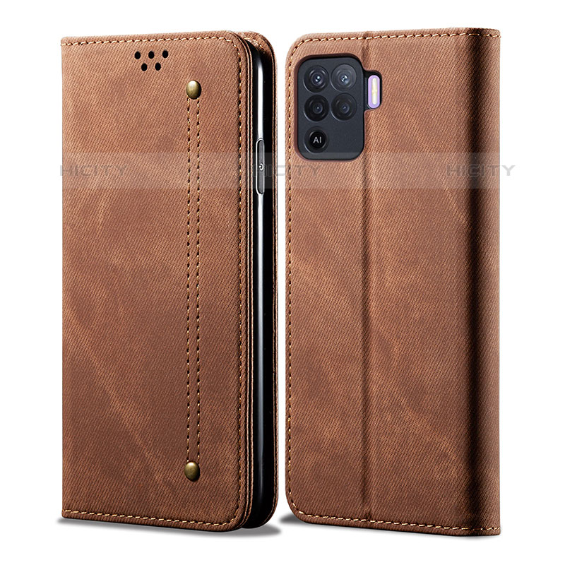 Funda de pano Cartera con Soporte para Oppo Reno5 Lite Marron