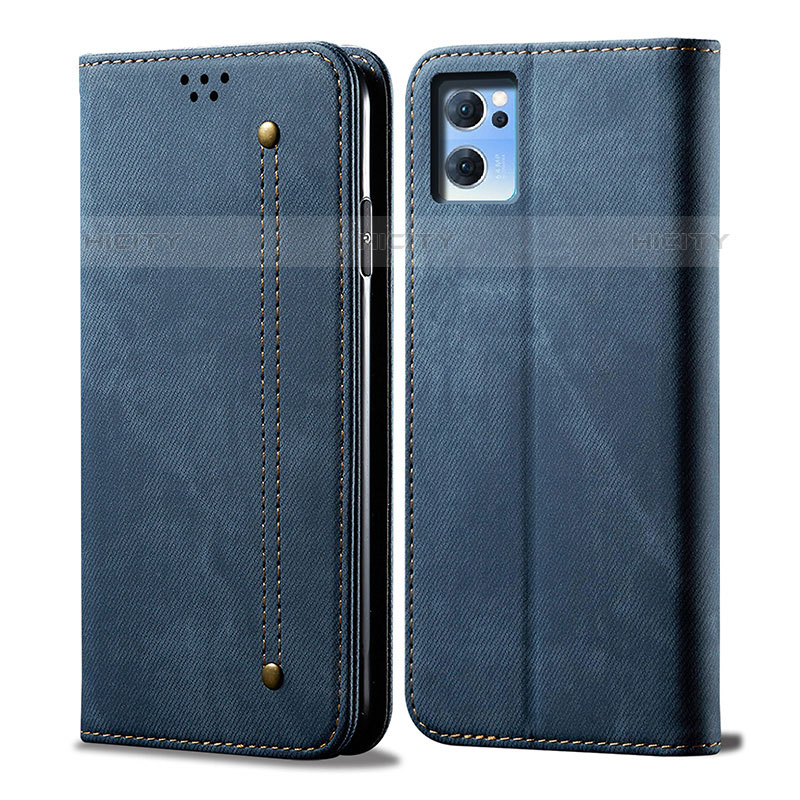 Funda de pano Cartera con Soporte para Oppo Reno7 5G Azul