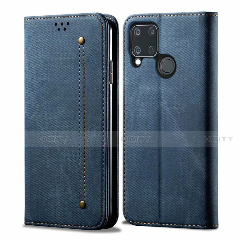 Funda de pano Cartera con Soporte para Realme C15 Azul