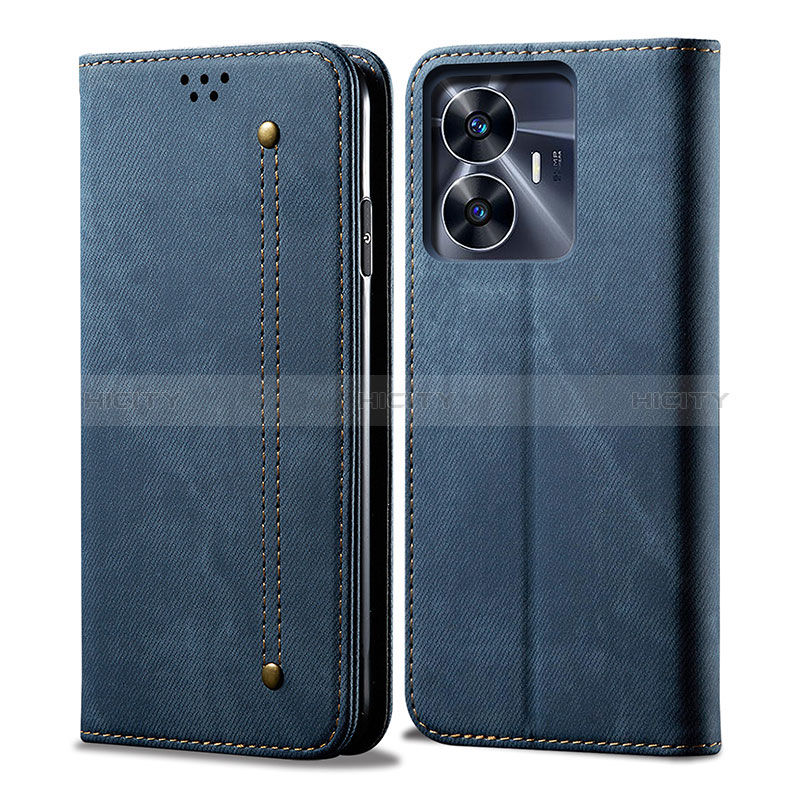 Funda de pano Cartera con Soporte para Realme C55 Azul