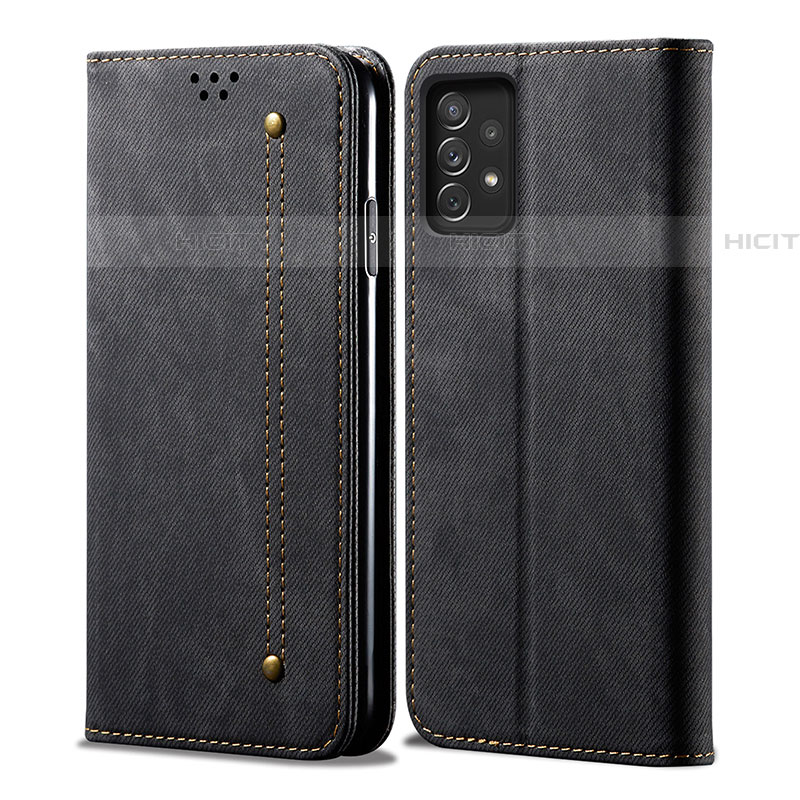 Funda de pano Cartera con Soporte para Samsung Galaxy A72 4G Negro