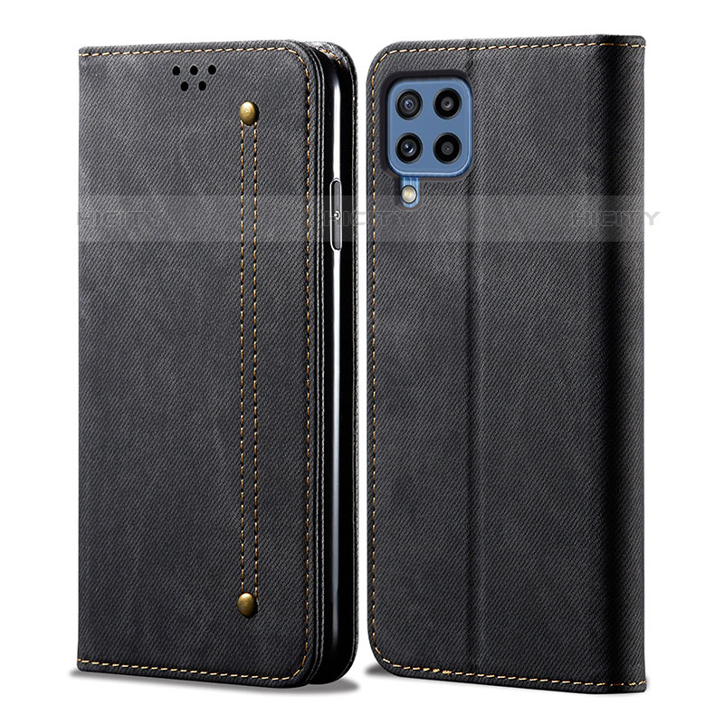 Funda de pano Cartera con Soporte para Samsung Galaxy M32 4G Negro