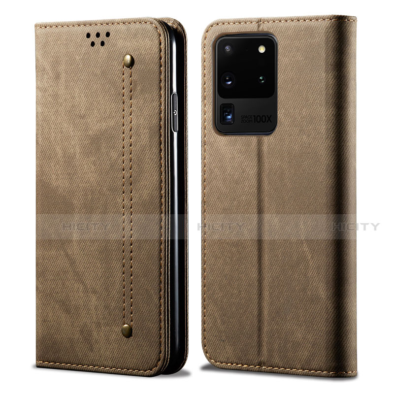 Funda de pano Cartera con Soporte para Samsung Galaxy S20 Ultra 5G Marron