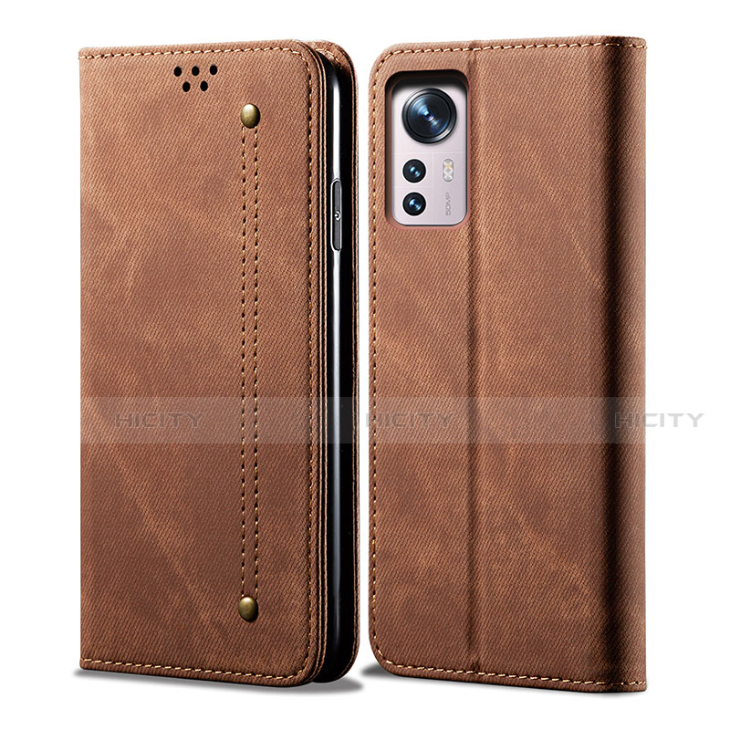 Funda de pano Cartera con Soporte para Xiaomi Mi 12 5G Marron