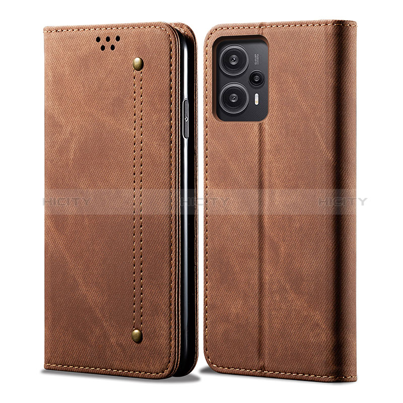 Funda de pano Cartera con Soporte para Xiaomi Poco F5 5G Marron