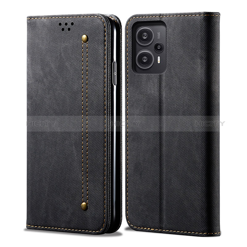 Funda de pano Cartera con Soporte para Xiaomi Poco F5 5G Negro