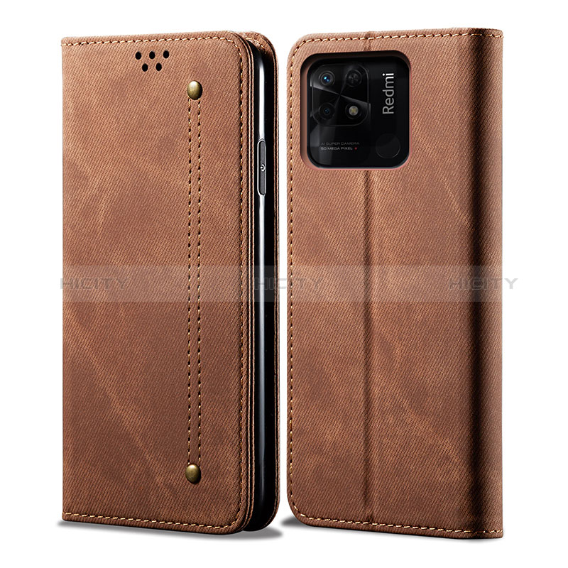 Funda de pano Cartera con Soporte para Xiaomi Redmi 10 India Marron