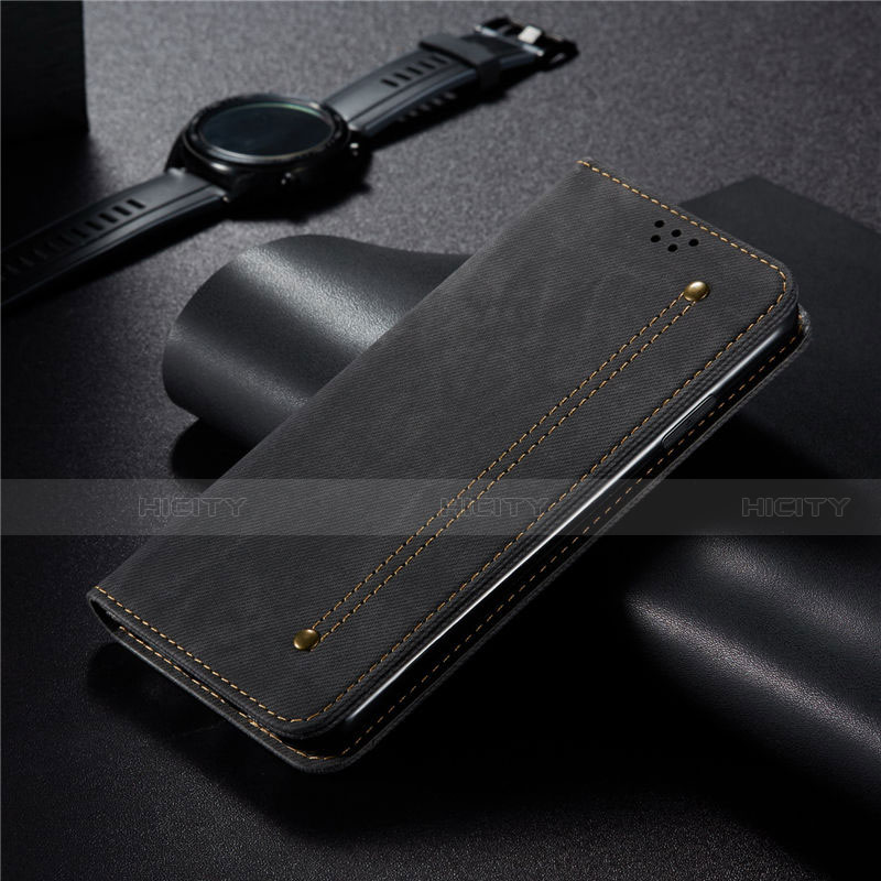 Funda de pano Cartera con Soporte para Xiaomi Redmi 10X Pro 5G Negro