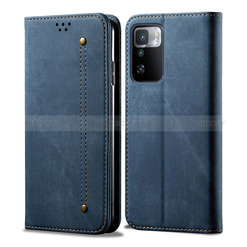 Funda de pano Cartera con Soporte para Xiaomi Redmi Note 10 Pro 5G Azul