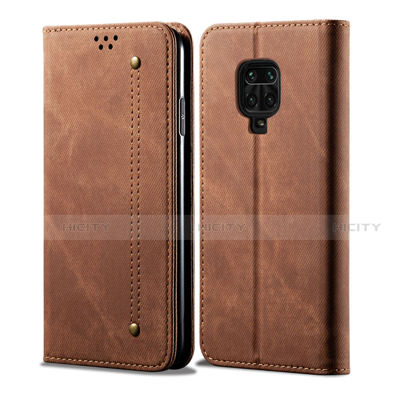 Funda de pano Cartera con Soporte para Xiaomi Redmi Note 9 Pro Max Marron