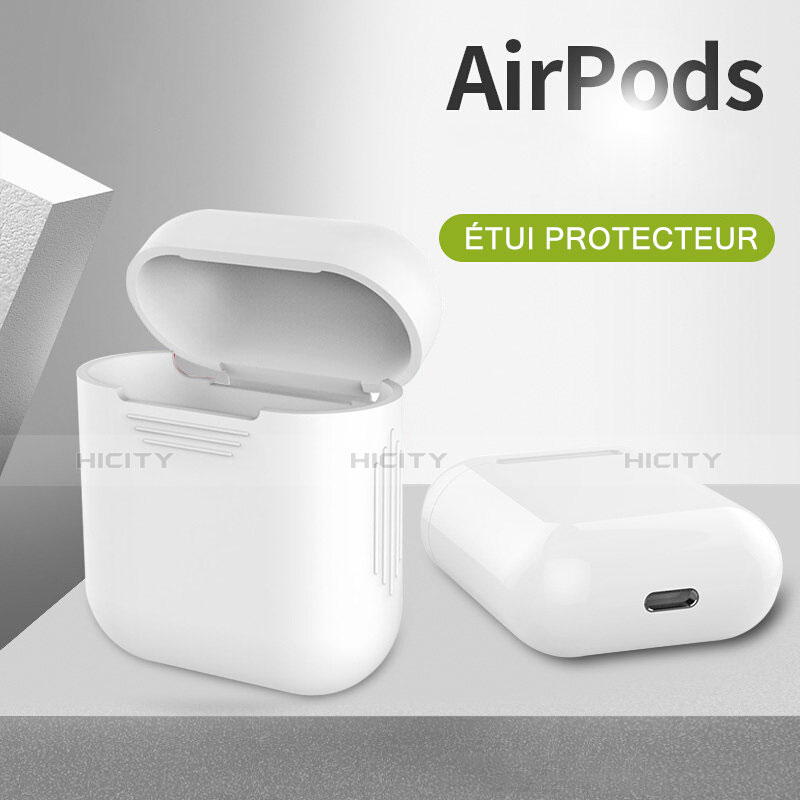 Funda de Silicona con Mosqueton Enchufe para AirPods Carcasa de Carga A03 Blanco