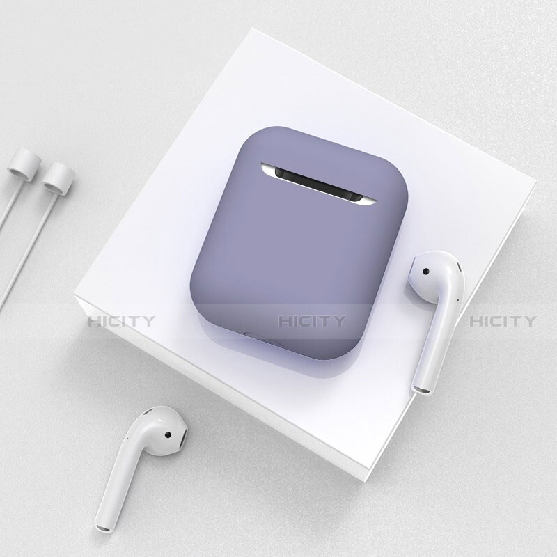 Funda de Silicona con Mosqueton Enchufe para AirPods Carcasa de Carga C01 Morado