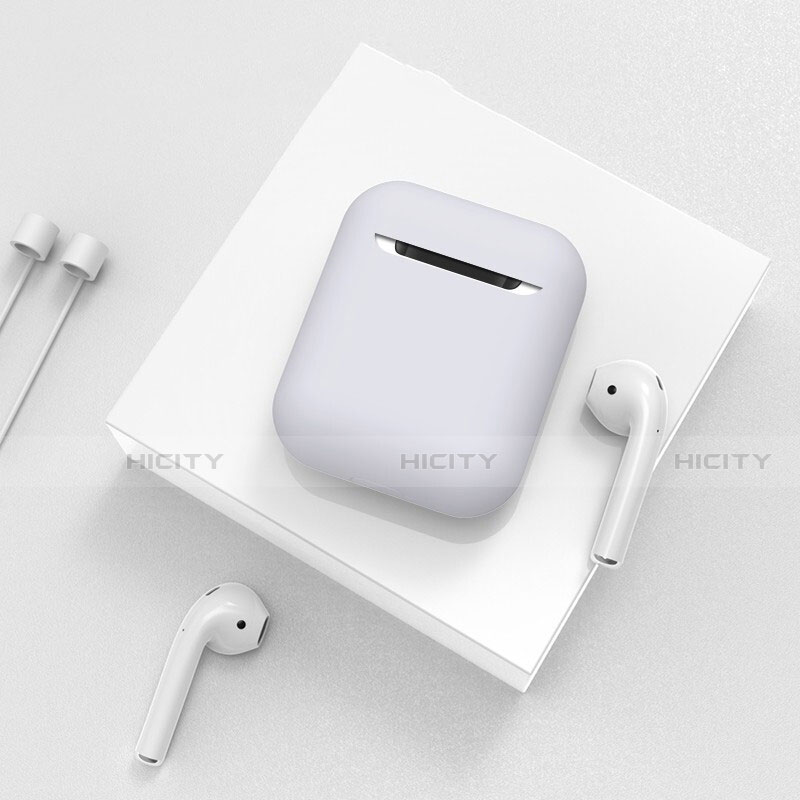 Funda de Silicona con Mosqueton Enchufe para AirPods Carcasa de Carga C01 Plata