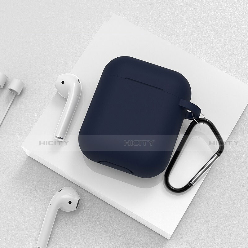 Funda de Silicona con Mosqueton Enchufe para AirPods Carcasa de Carga C02 Azul