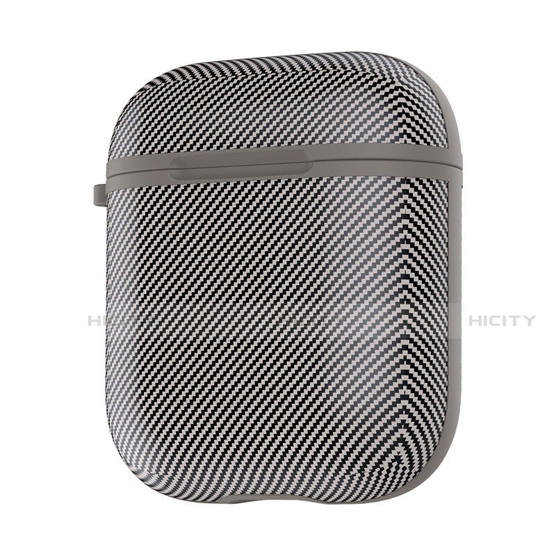 Funda de Silicona con Mosqueton Enchufe para AirPods Carcasa de Carga C09 Gris Oscuro