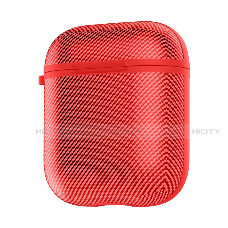 Funda de Silicona con Mosqueton Enchufe para AirPods Carcasa de Carga C09 Rojo