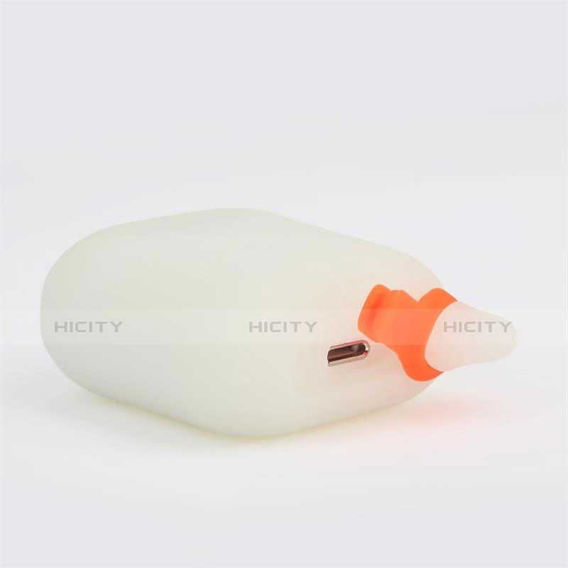 Funda de Silicona con Mosqueton Enchufe para AirPods Carcasa de Carga Fluorescencia A01 Blanco