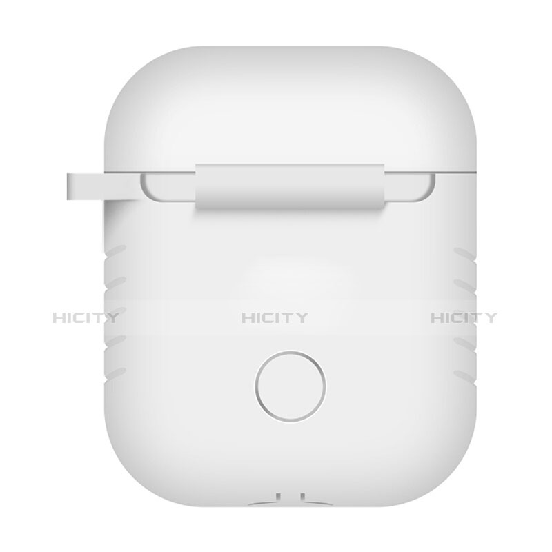 Funda de Silicona con Mosqueton Enchufe para AirPods Carcasa de Carga Z04 Blanco