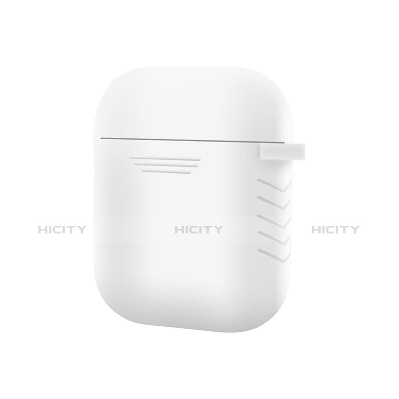 Funda de Silicona con Mosqueton Enchufe para AirPods Carcasa de Carga Z04 Blanco