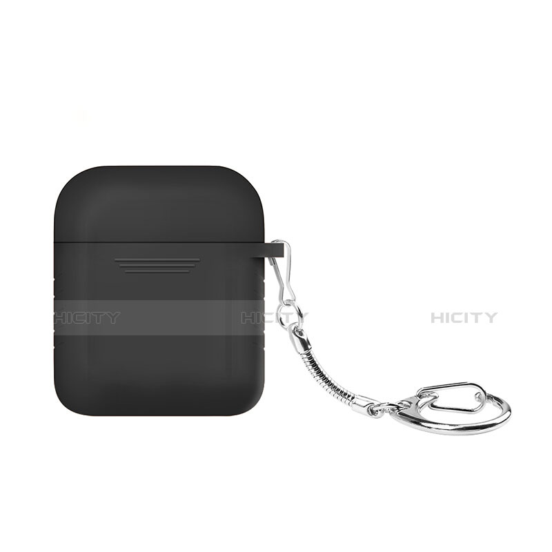 Funda de Silicona con Mosqueton Enchufe para AirPods Carcasa de Carga Z04 Negro