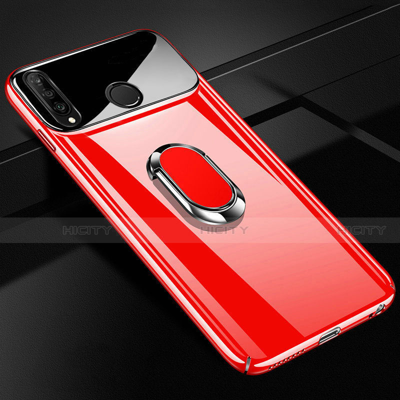 Funda Dura Plastico Rigida Carcasa Espejo 360 Grados con Magnetico Anillo de dedo Soporte para Huawei Nova 4e Rojo